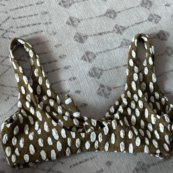 MARA HOFFMAN Rio Knot Bikini Top - Cream/Green Sz small - Picture 3 of 4